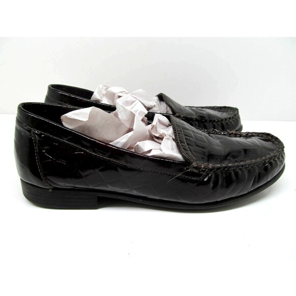 Clarks Bendables Brown Patent Moc Toe Croc Print Loafers Size US 8.5 M - Picture 2 of 12
